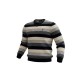 Polo Ralph Lauren Striped V-Neck Πουλόβερ Μαύρο Γκρι Εκρού S / Pre-Owned