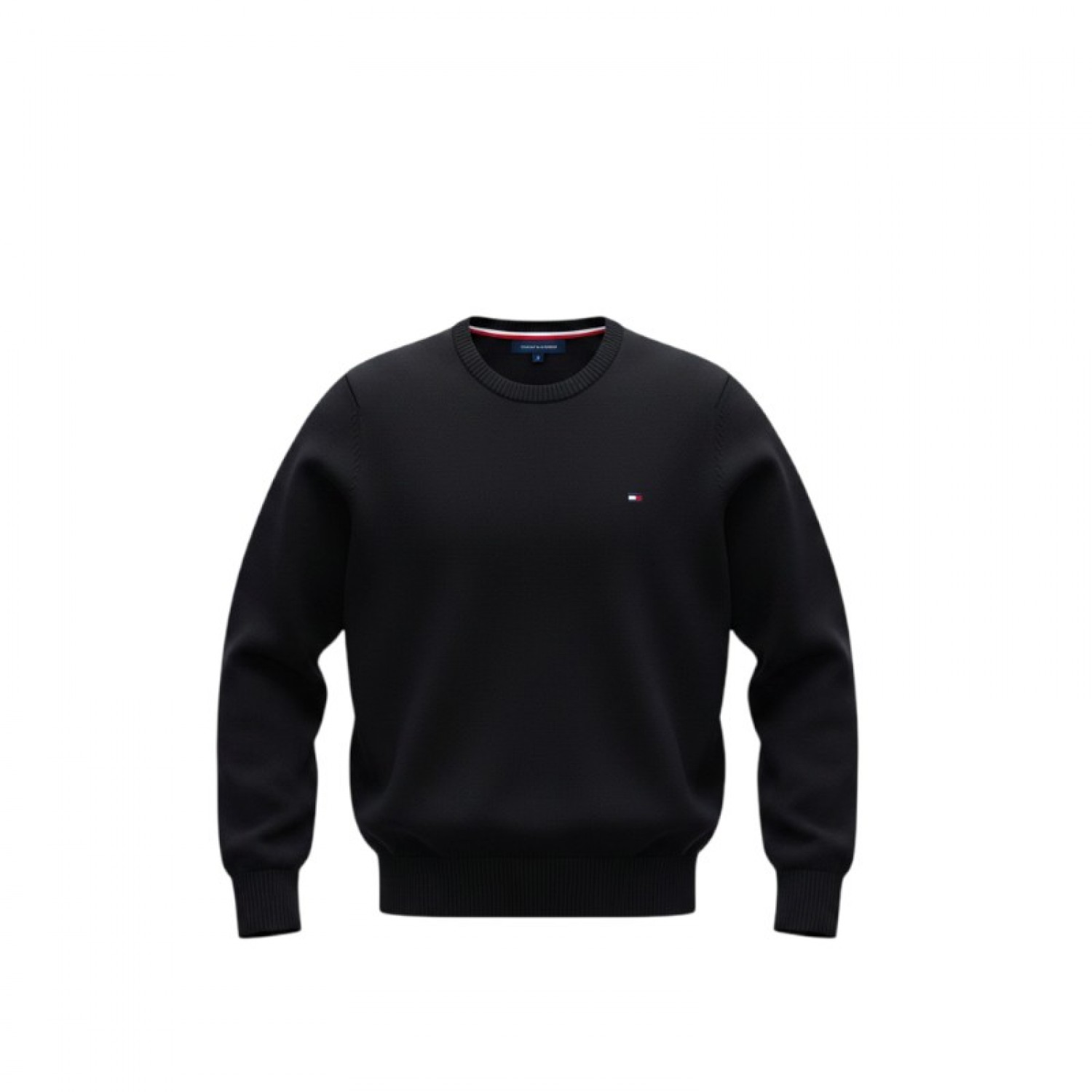 Tommy Hilfiger Premium Cotton Crew Neck Πουλόβερ Μαύρο S / Pre-Owned