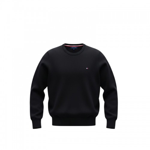 Tommy Hilfiger Premium Cotton Crew Neck Πουλόβερ Μαύρο S / Pre-Owned
