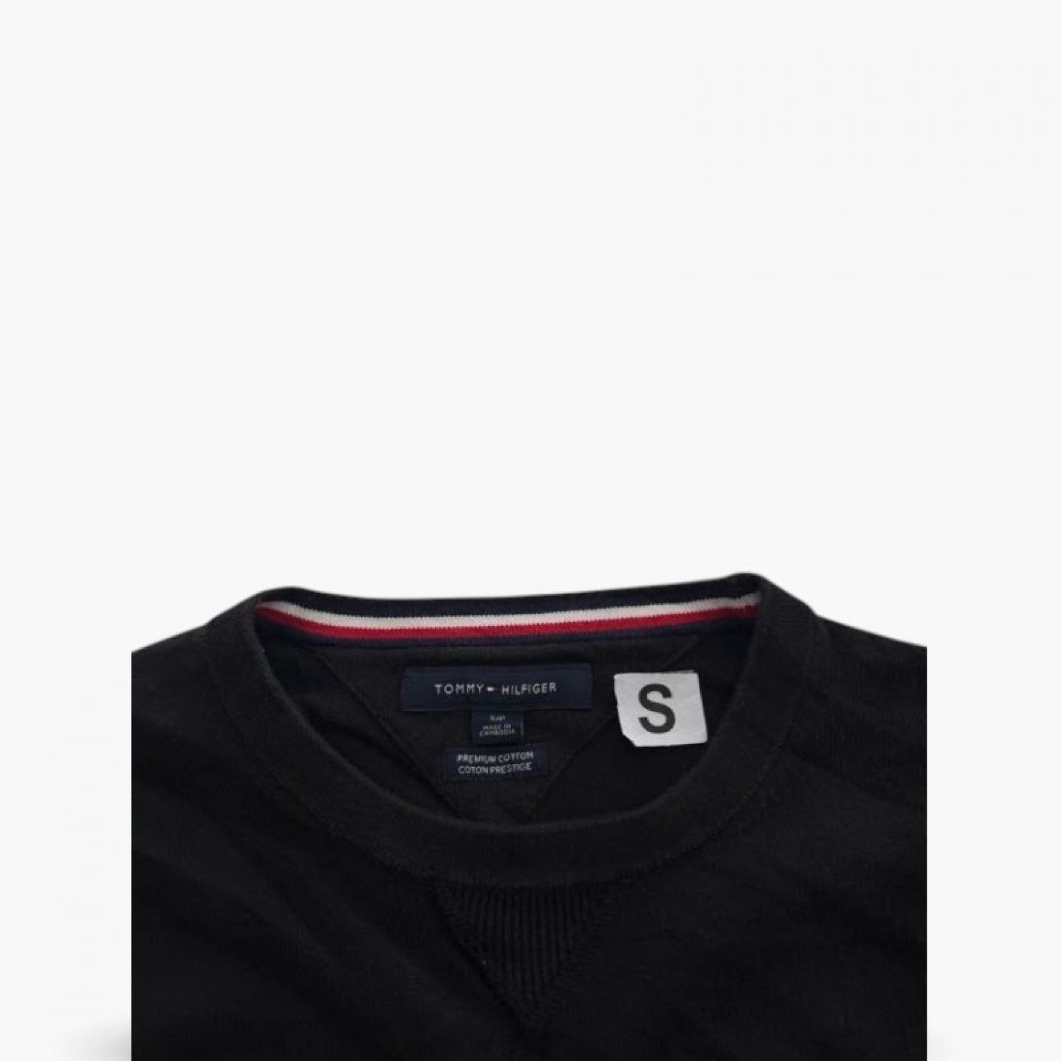 Tommy Hilfiger Premium Cotton Crew Neck Πουλόβερ Μαύρο S / Pre-Owned