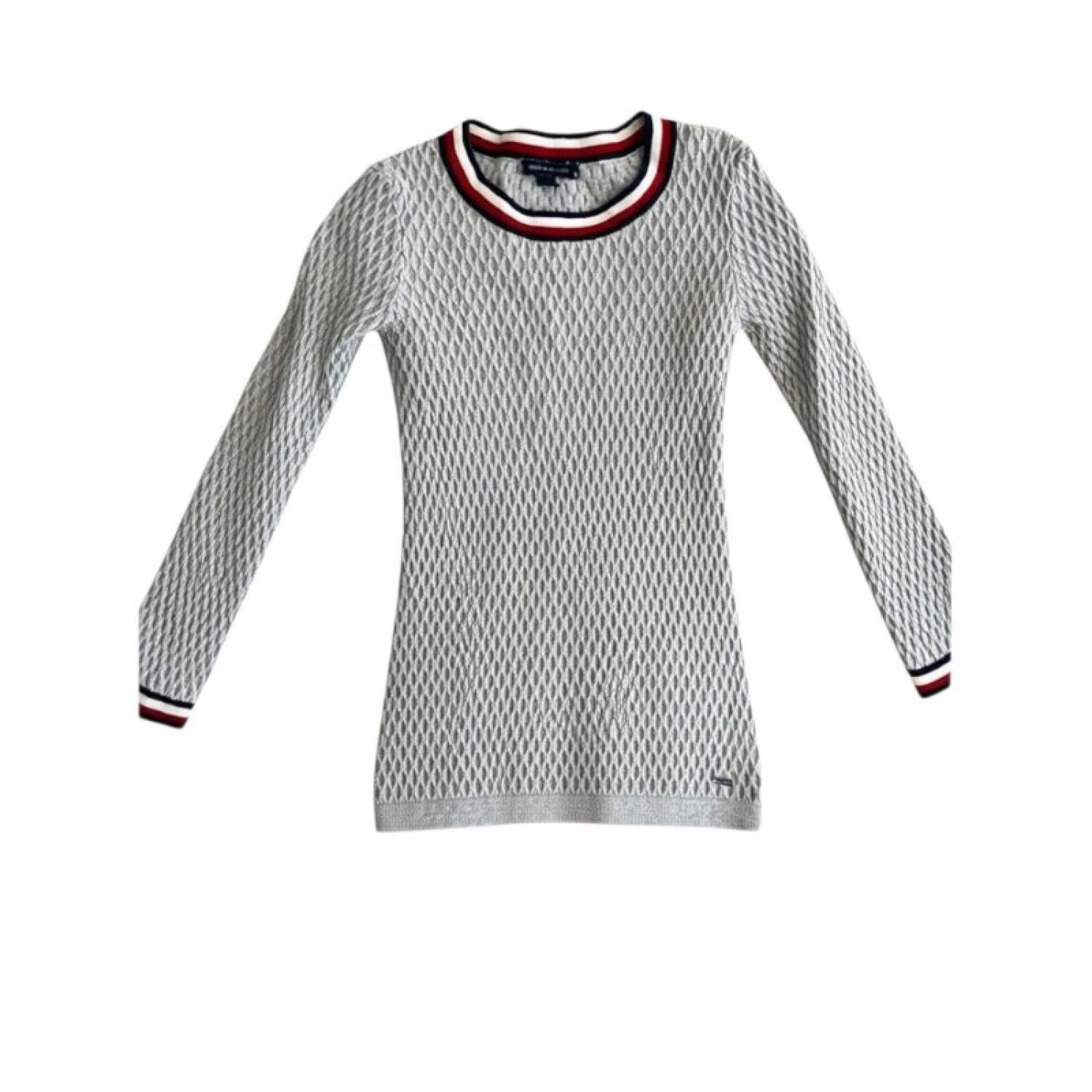Tommy Hilfiger Textured Knit Μακρύ Πλεκτό Γκρι S / Pre-Owned