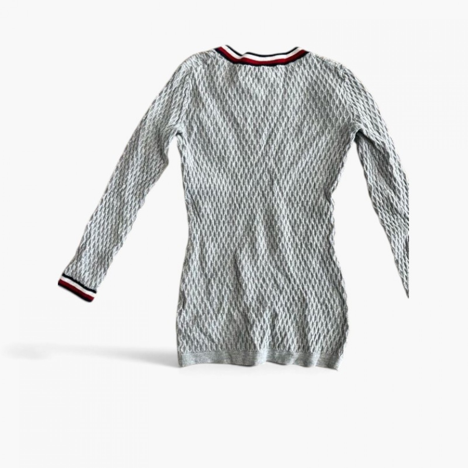 Tommy Hilfiger Textured Knit Μακρύ Πλεκτό Γκρι S / Pre-Owned