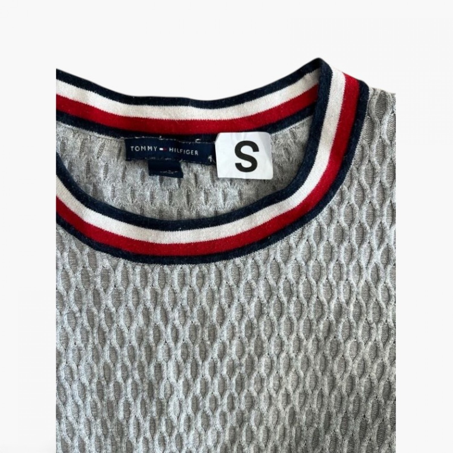 Tommy Hilfiger Textured Knit Μακρύ Πλεκτό Γκρι S / Pre-Owned