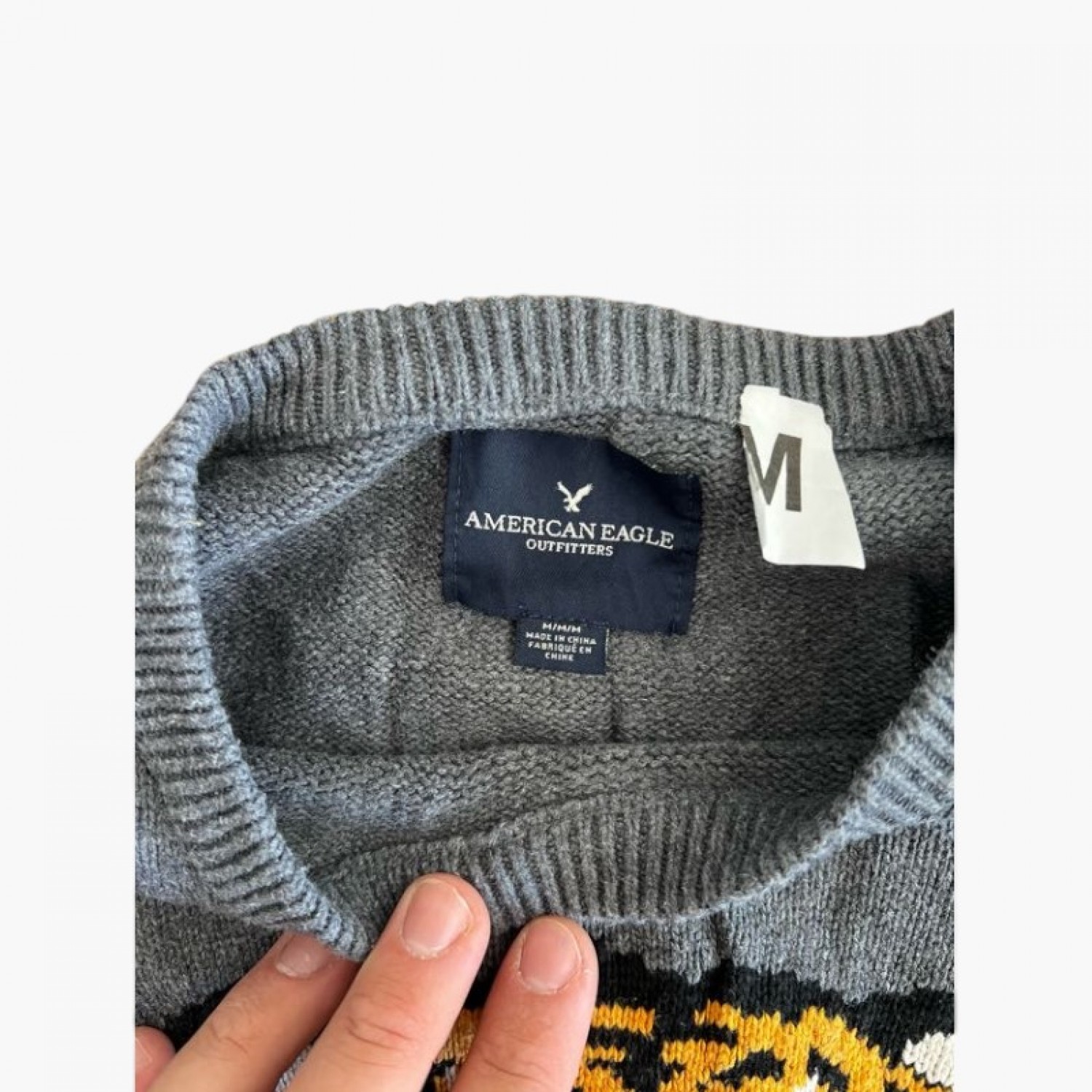 American Eagle Outfitters Tiger Graphic Πουλόβερ Γκρι M / Pre-Owned