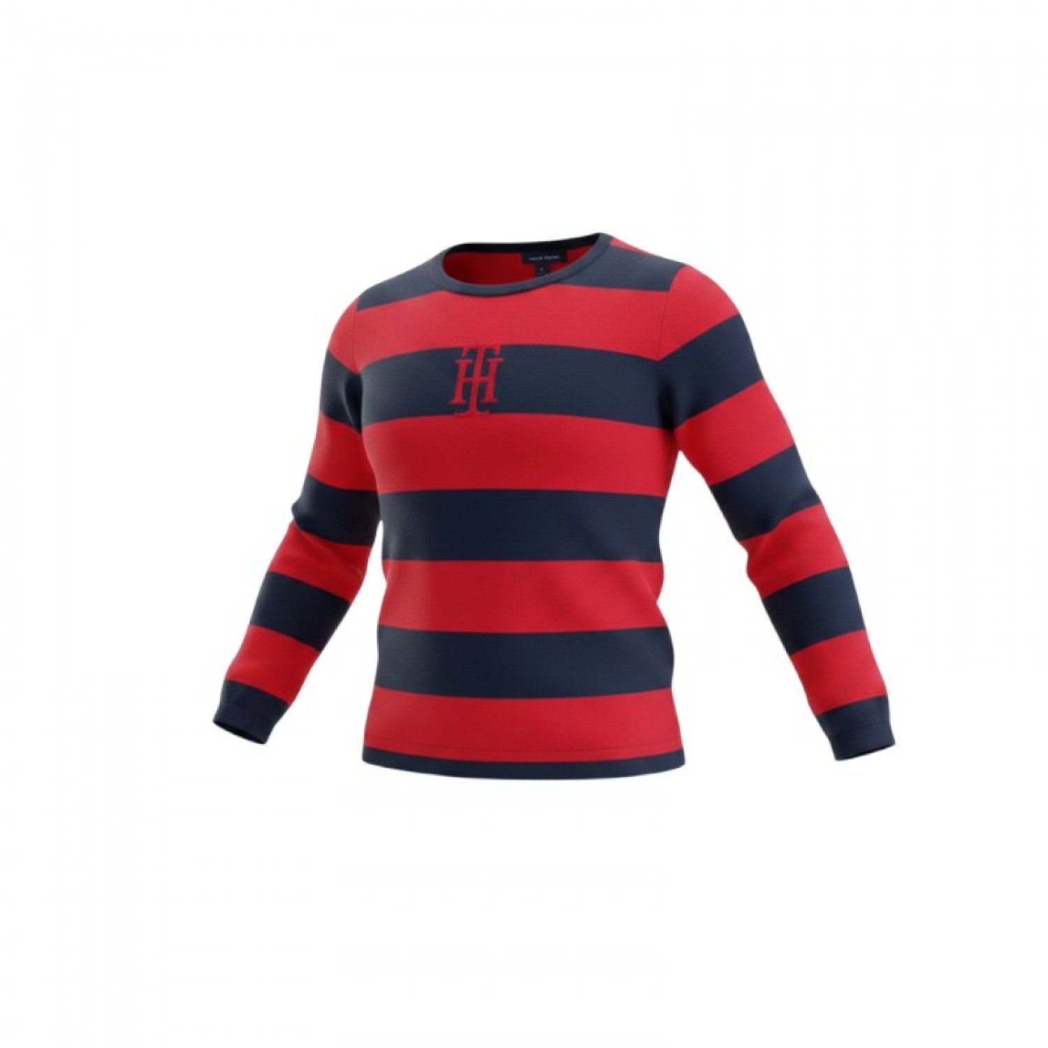 Tommy Hilfiger Striped Logo Πουλόβερ Navy Κόκκινο L / Pre-Owned