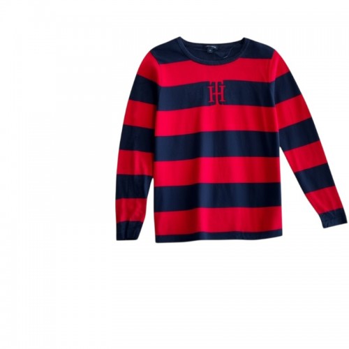Tommy Hilfiger Striped Logo Πουλόβερ Navy Κόκκινο L / Pre-Owned