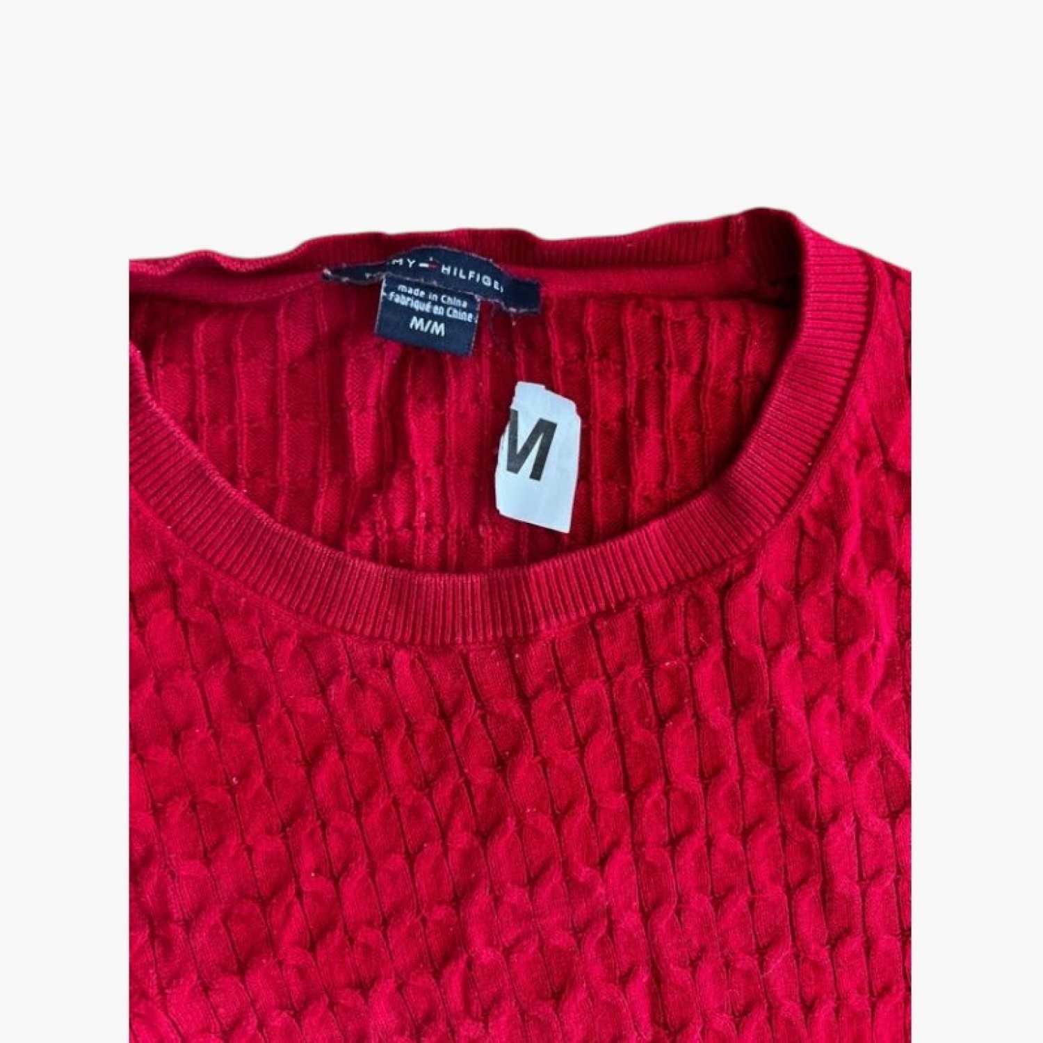 Tommy Hilfiger Cable Knit Πουλόβερ Κόκκινο M / Pre-Owned