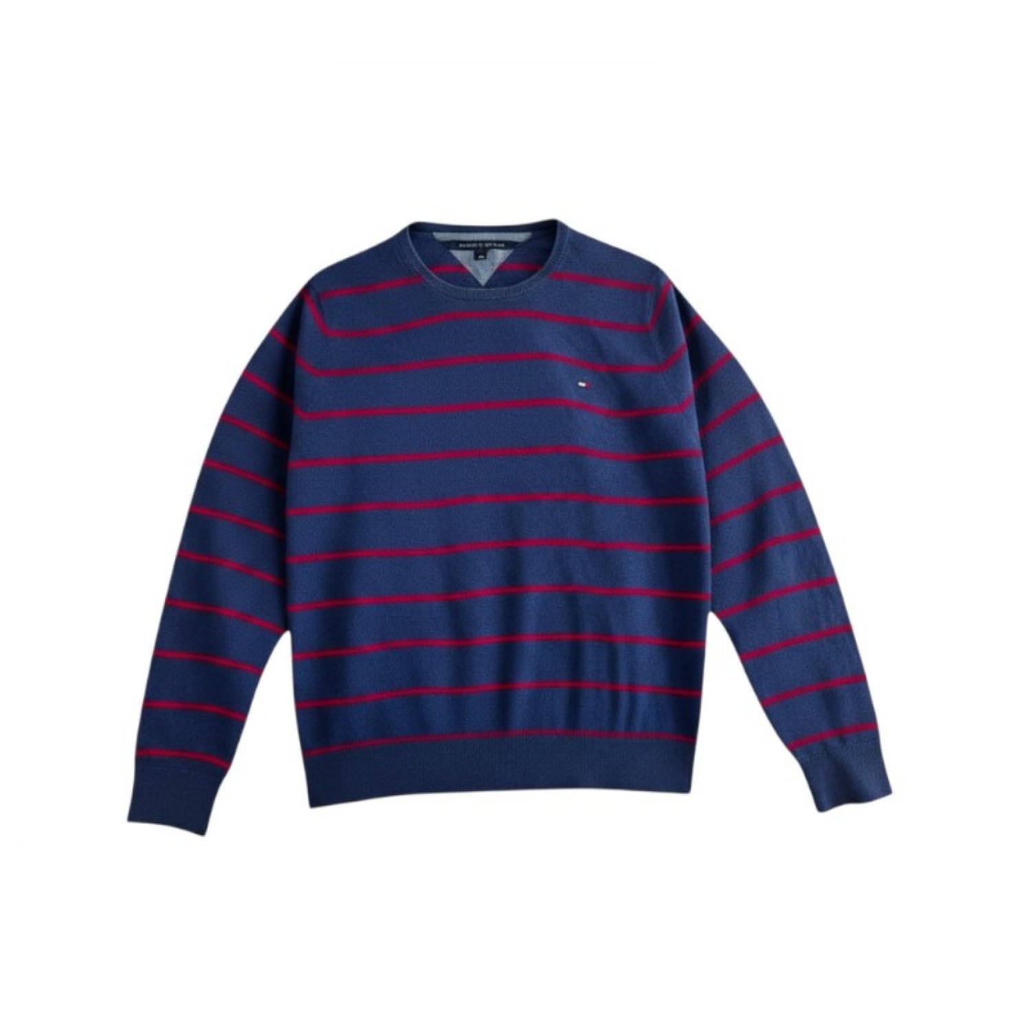 Tommy Hilfiger Striped Crew Neck Πουλόβερ Navy Κόκκινο L / Pre-Owned