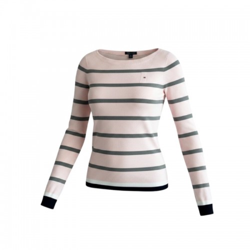 Tommy Hilfiger Striped Πλεκτή Μπλούζα Ροζ Γκρι XS/S / Pre-Owned