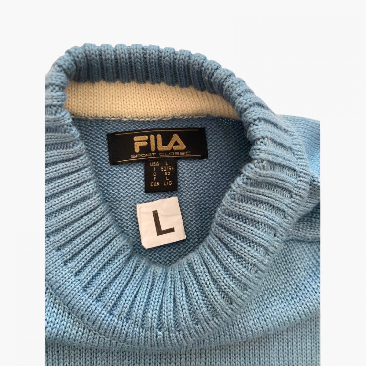 Fila Sport Classic Γαλάζια Πλεκτή Μπλούζα Crew Neck – Μέγεθος L / Pre-Owned