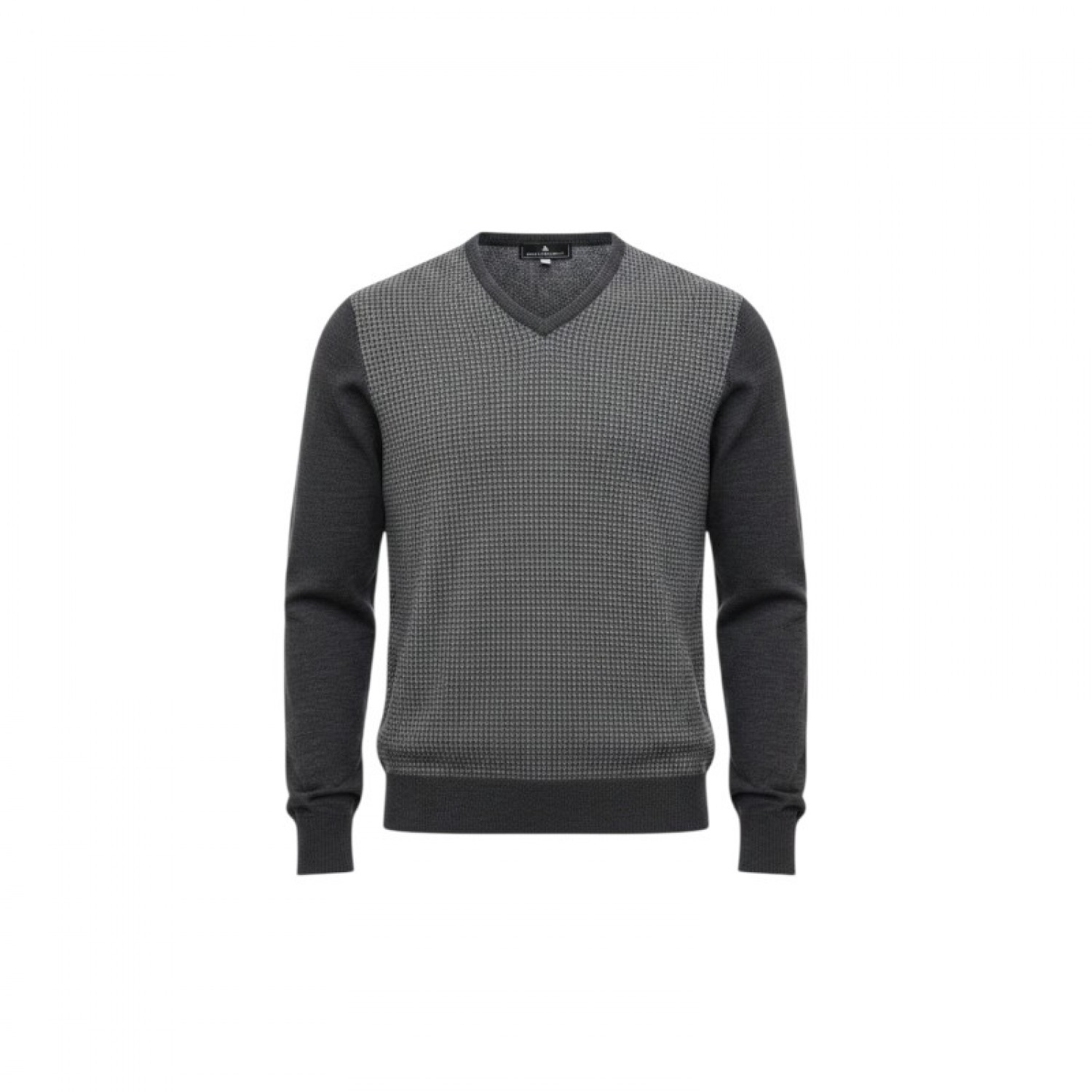 Best Company Γκρι Πλεκτή Μπλούζα V-Neck με Μικροσχέδιο – Μέγεθος XL / Pre-Owned