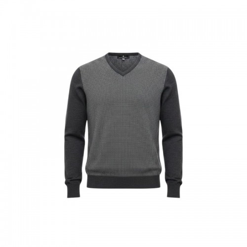 Best Company Γκρι Πλεκτή Μπλούζα V-Neck με Μικροσχέδιο – Μέγεθος XL / Pre-Owned
