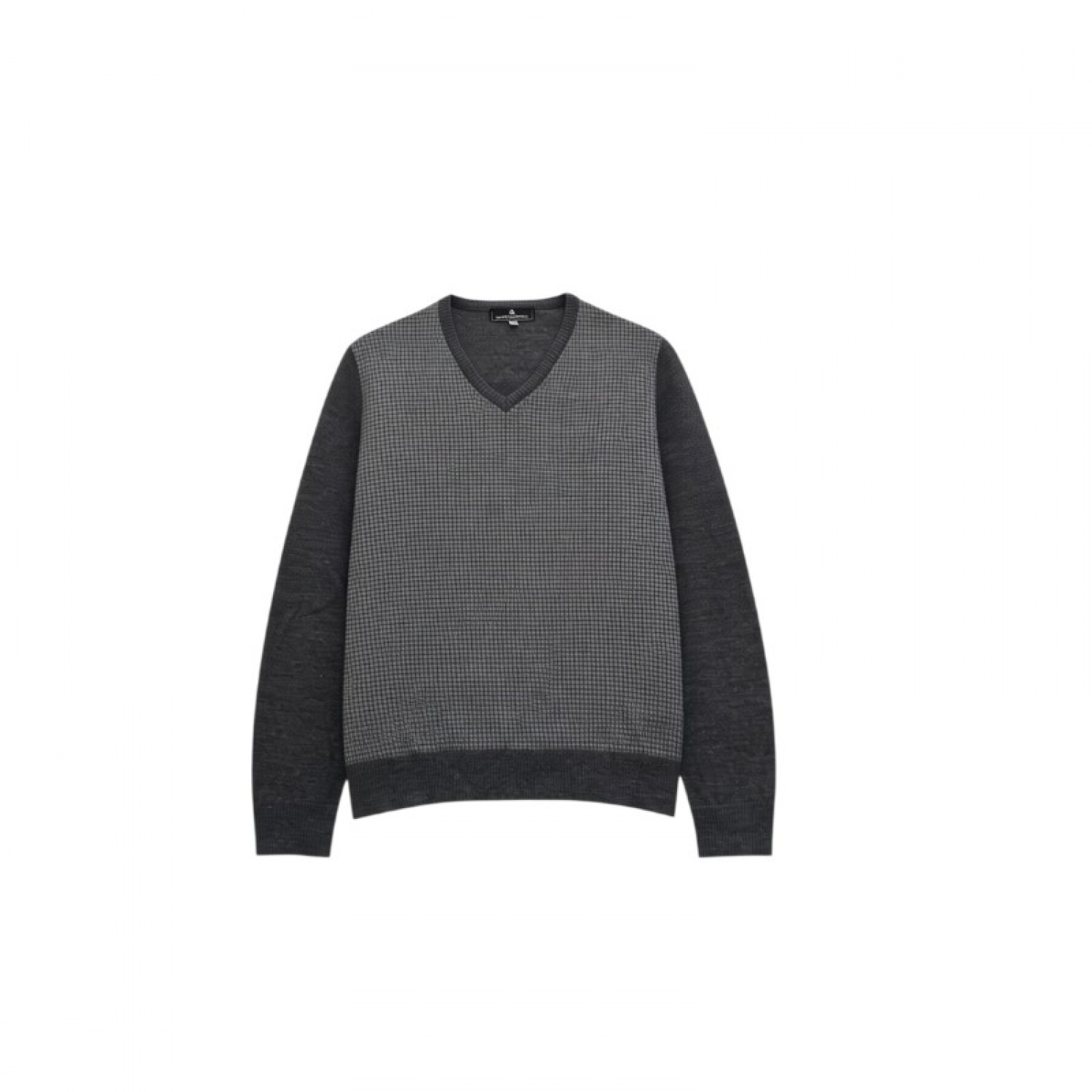 Best Company Γκρι Πλεκτή Μπλούζα V-Neck με Μικροσχέδιο – Μέγεθος XL / Pre-Owned