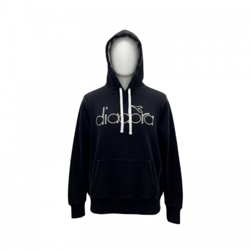 Diadora Μαύρο Φούτερ με Κουκούλα και Μεγάλο Λογότυπο – Μέγεθος L / Pre-Owned