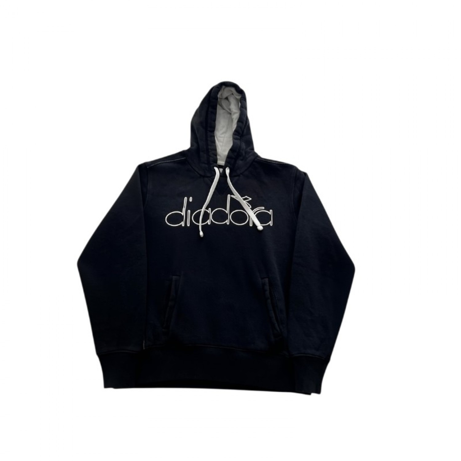 Diadora Μαύρο Φούτερ με Κουκούλα και Μεγάλο Λογότυπο – Μέγεθος L / Pre-Owned