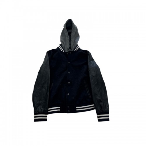 Bleecker & Broad Μπλε Varsity Μπουφάν με Κουκούλα και Μαύρα Μανίκια – Μέγεθος S / Pre-Owned