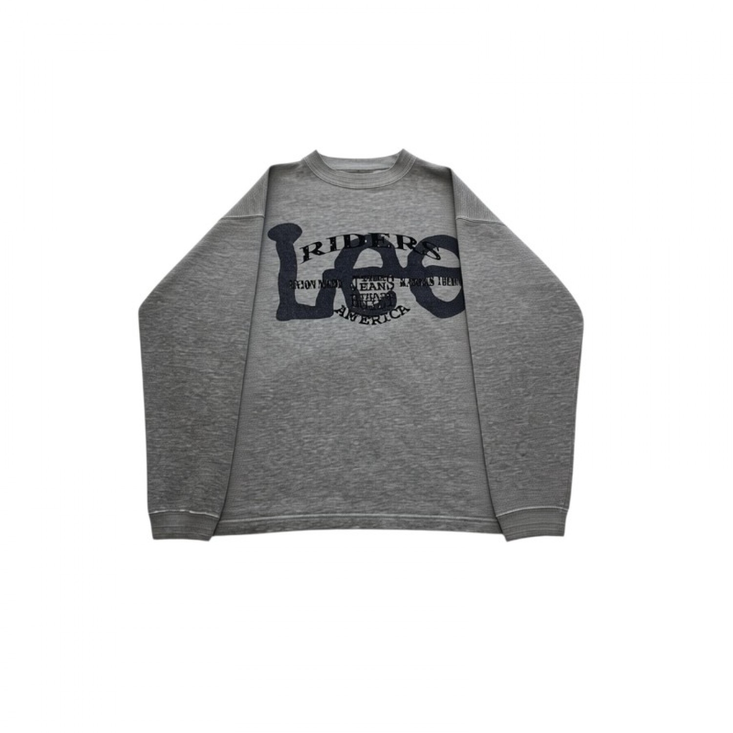 Lee Riders Γκρι Φούτερ Crew Neck με Μεγάλη Retro Στάμπα – Μέγεθος S / Pre-Owned