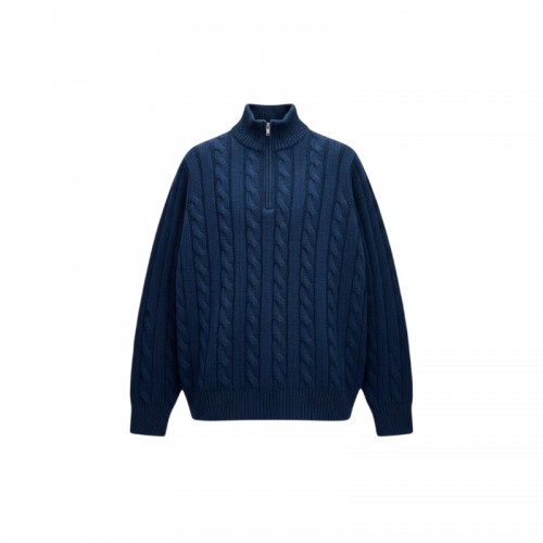 Polo Ralph Lauren Μπλε Πλεκτή Μπλούζα Cable Knit Half-Zip – Μέγεθος L / Pre-Owned