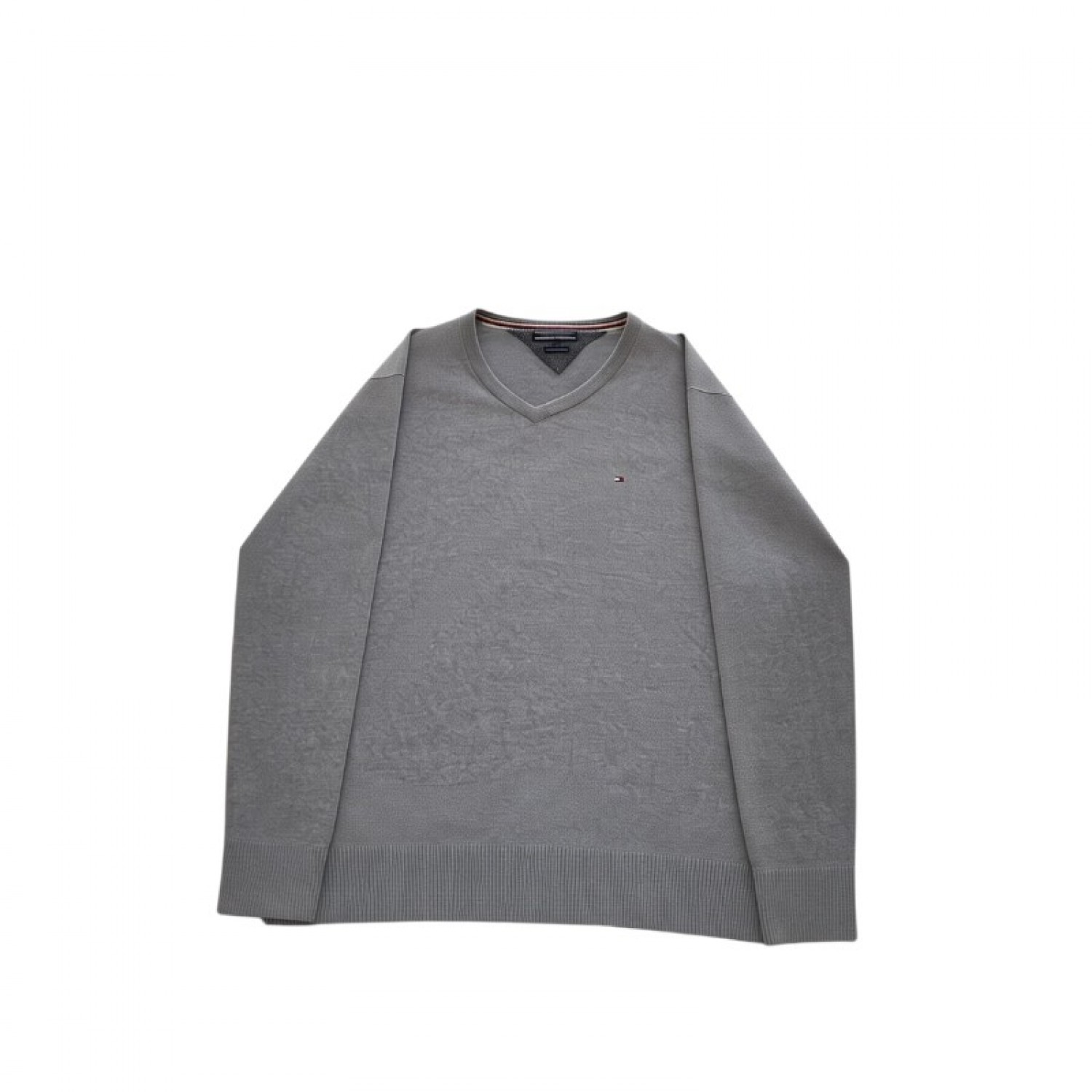 Tommy Hilfiger Γκρι Πλεκτή Μπλούζα V-Neck Pima Cotton/Cashmere – Μέγεθος 3XL / Pre-Owned