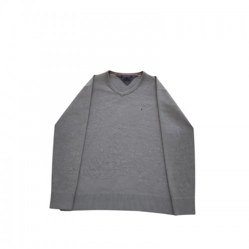 Tommy Hilfiger Γκρι Πλεκτή Μπλούζα V-Neck Pima Cotton/Cashmere – Μέγεθος 3XL / Pre-Owned