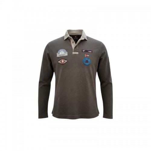 Murphy & Nye Crew Χακί Μακρυμάνικη Polo Μπλούζα με Patches – Μέγεθος XL / Pre-Owned