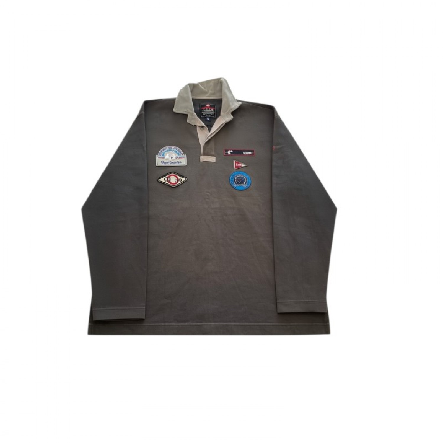 Murphy & Nye Crew Χακί Μακρυμάνικη Polo Μπλούζα με Patches – Μέγεθος XL / Pre-Owned