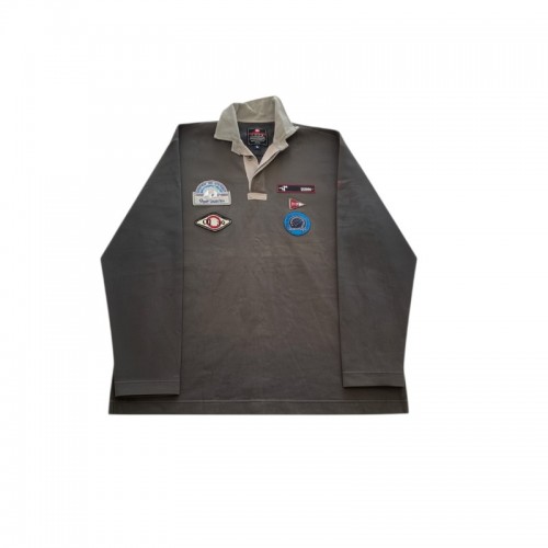 Murphy & Nye Crew Χακί Μακρυμάνικη Polo Μπλούζα με Patches – Μέγεθος XL / Pre-Owned
