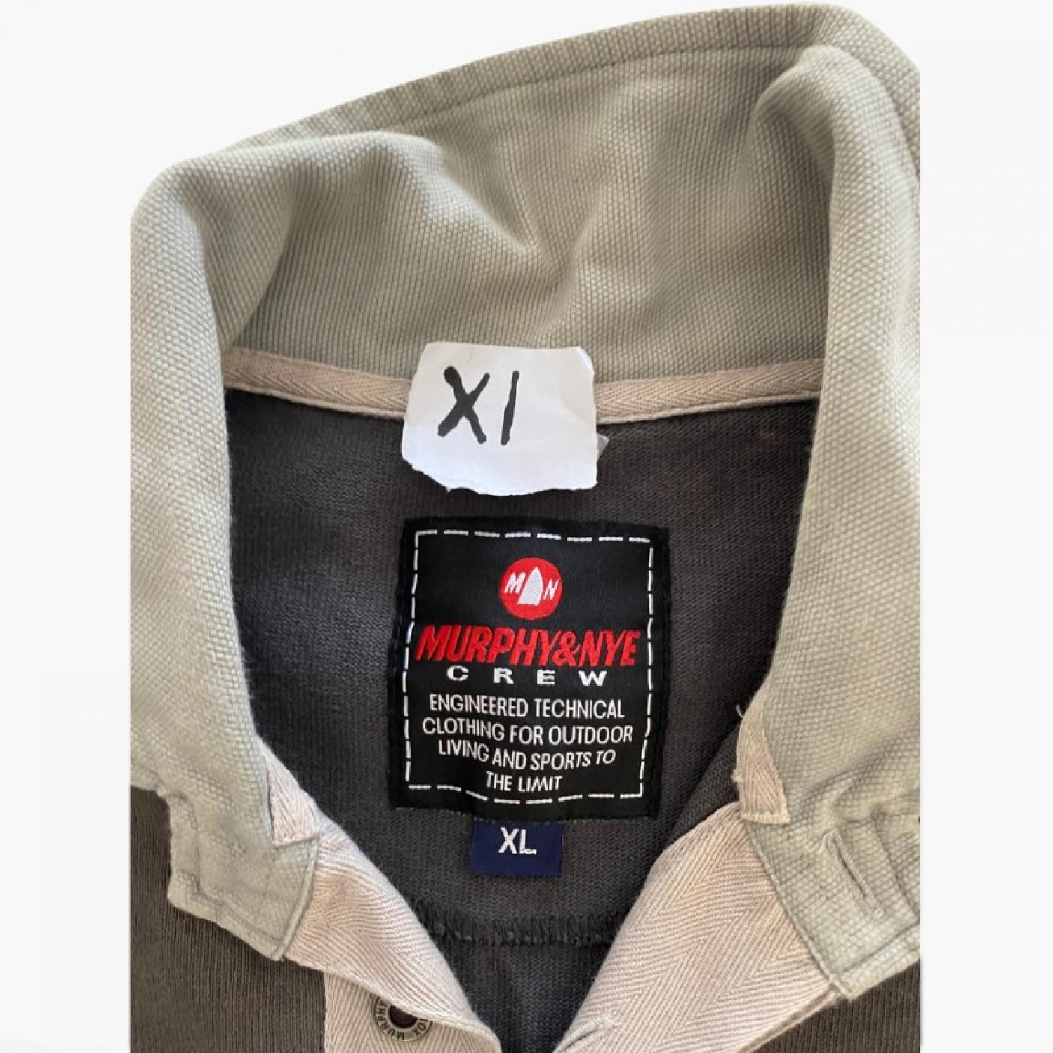 Murphy & Nye Crew Χακί Μακρυμάνικη Polo Μπλούζα με Patches – Μέγεθος XL / Pre-Owned