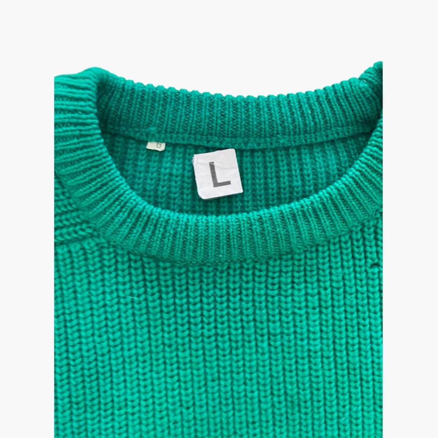 Πράσινη Χοντρή Πλεκτή Μπλούζα Crew Neck – Μέγεθος L / Pre-Owned