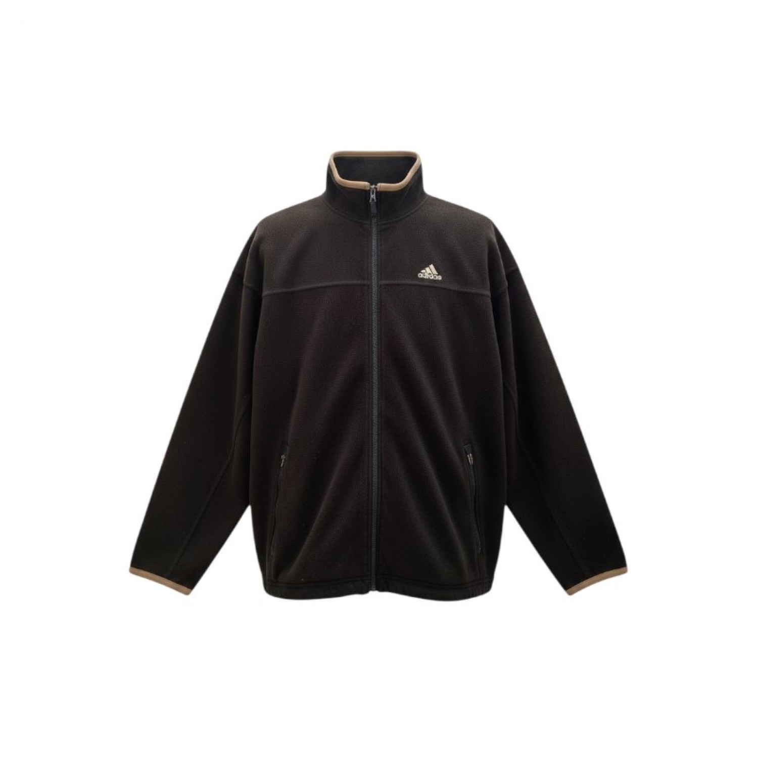 Adidas Μαύρη Fleece Ζακέτα με Μπεζ Λεπτομέρειες – Μέγεθος XL / Pre-Owned