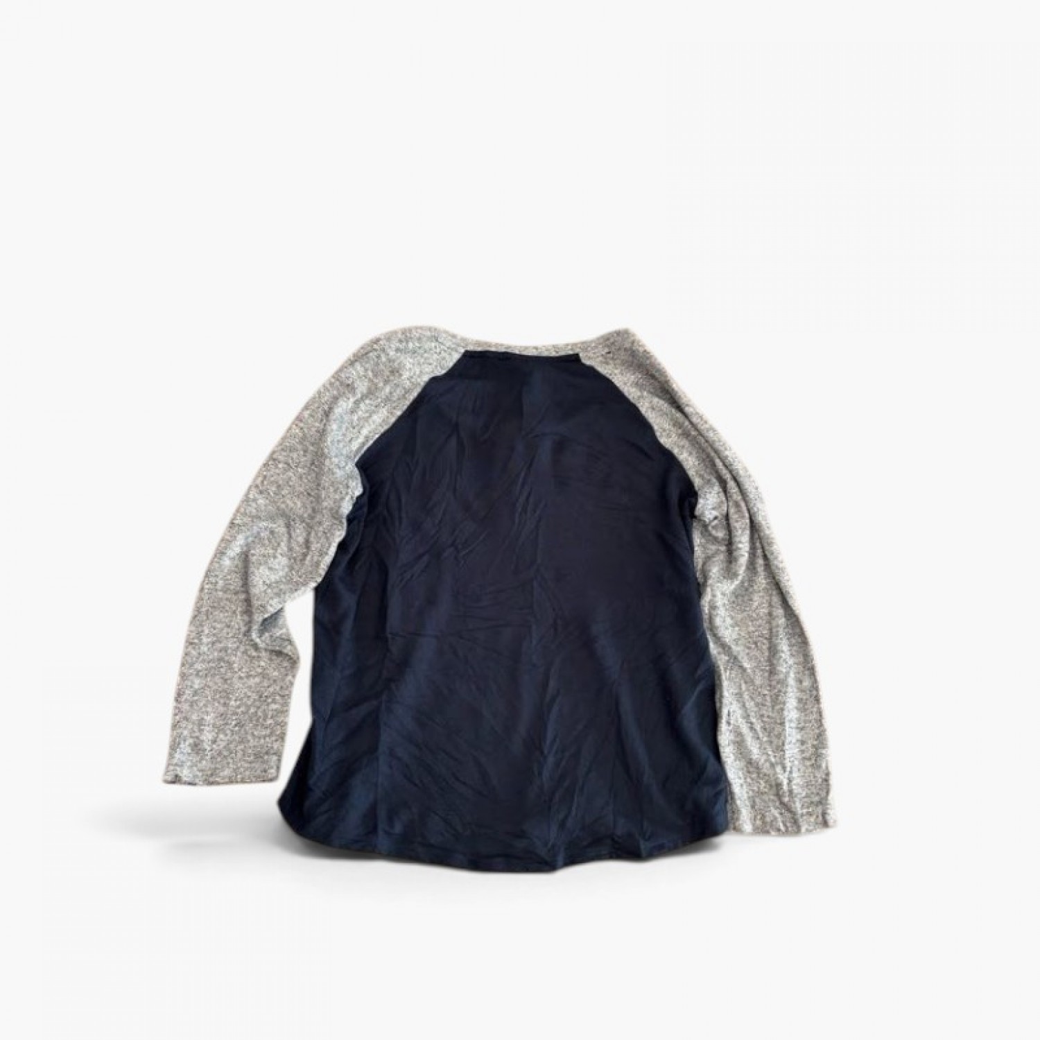 Tommy Hilfiger Γυναικεία Μακρυμάνικη Henley Μπλούζα Navy/Γκρι – Μέγεθος L / Pre-Owned