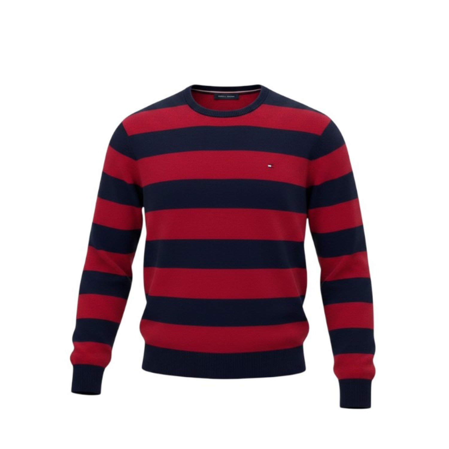 Tommy Hilfiger Ανδρικό Πουλόβερ Ριγέ Κόκκινο/Μπλε – Μέγεθος L/G / Pre-Owned