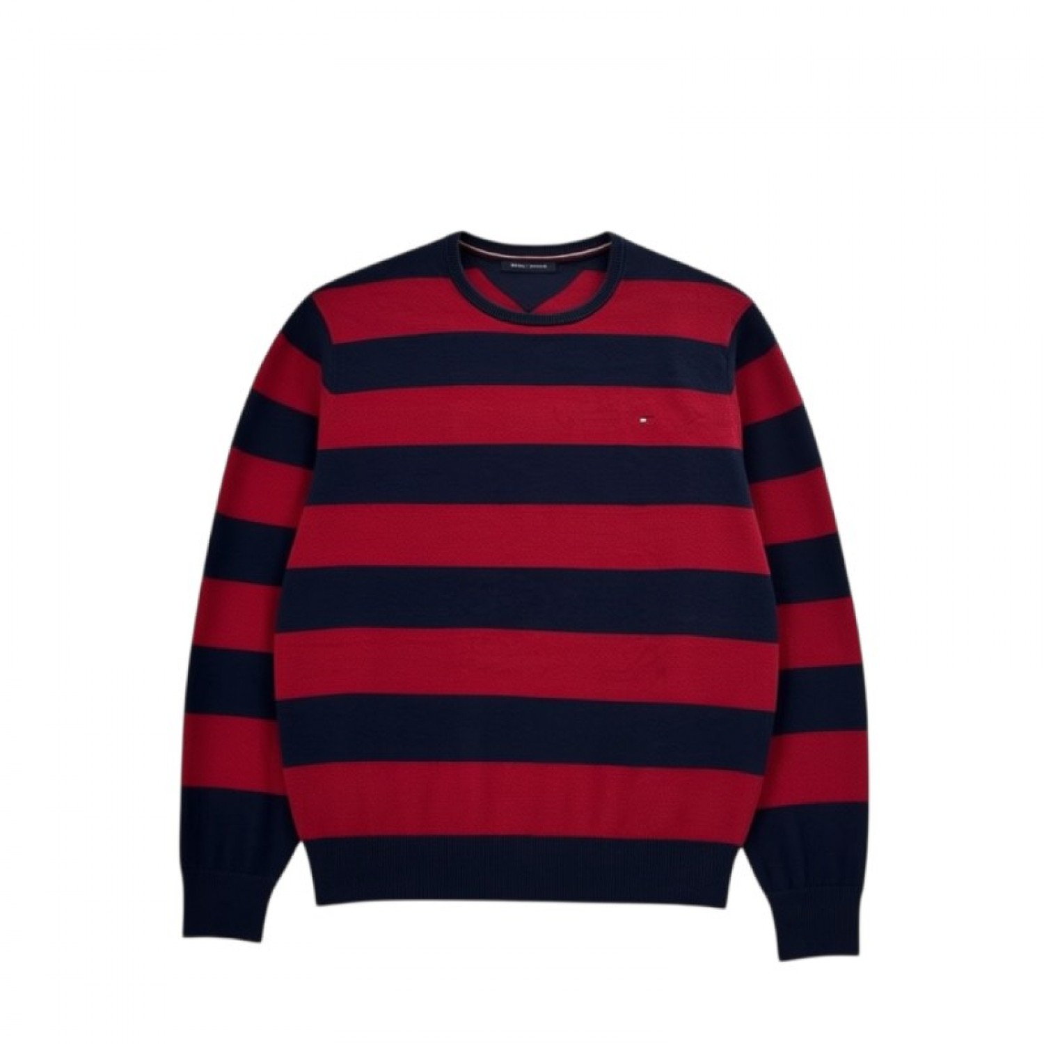 Tommy Hilfiger Ανδρικό Πουλόβερ Ριγέ Κόκκινο/Μπλε – Μέγεθος L/G / Pre-Owned
