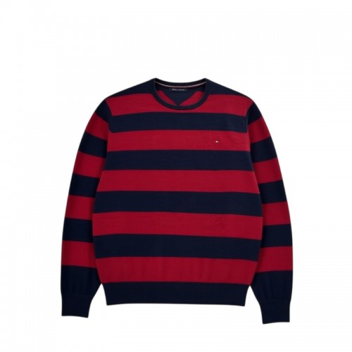 Tommy Hilfiger Ανδρικό Πουλόβερ Ριγέ Κόκκινο/Μπλε – Μέγεθος L/G / Pre-Owned