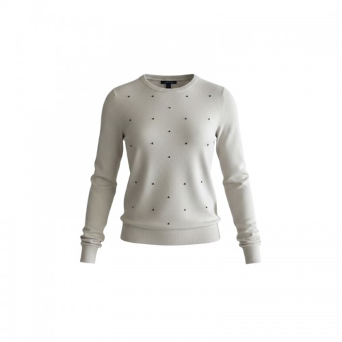 Tommy Hilfiger Λευκό Πουλόβερ με Μαύρες Λεπτομέρειες / Pre-Owned