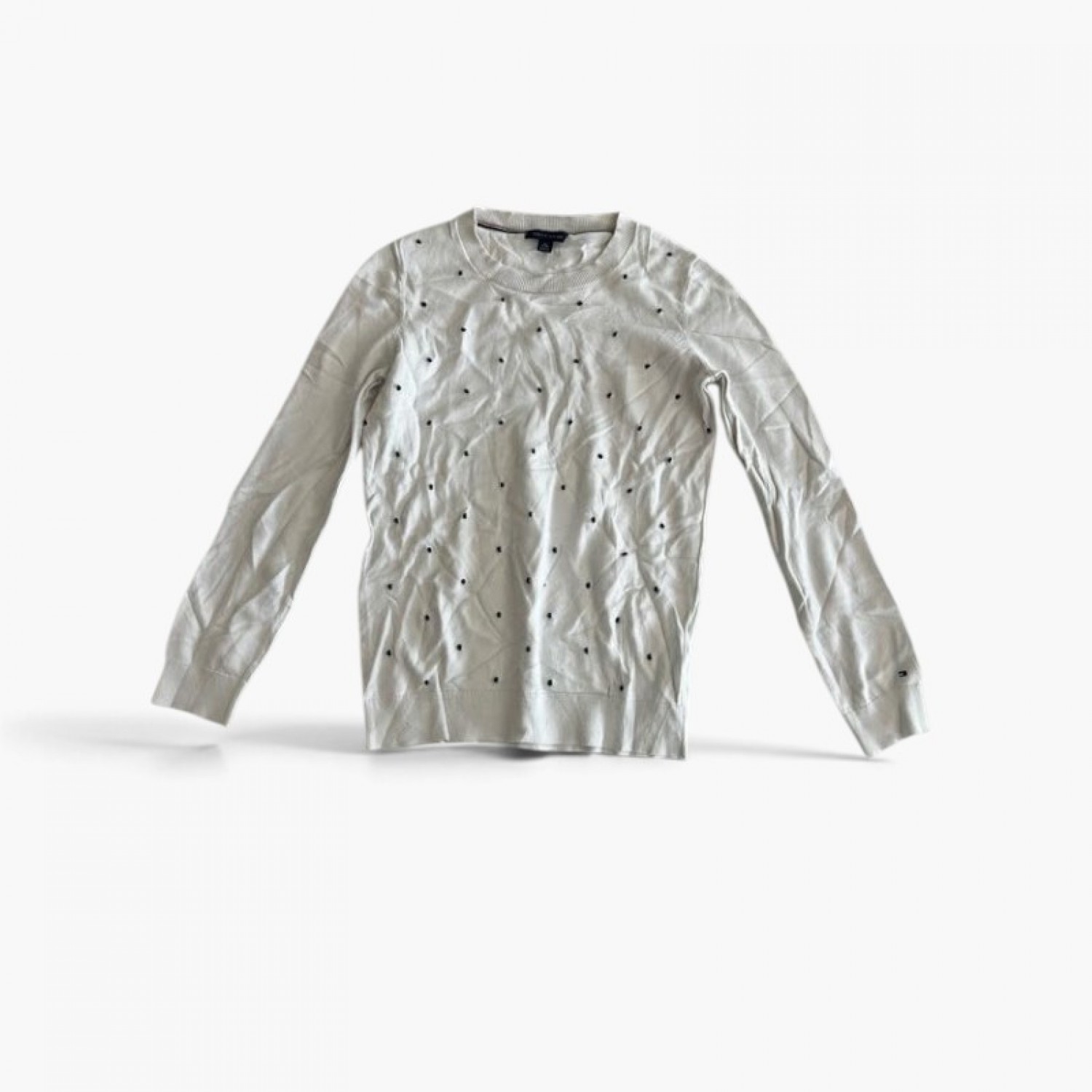 Tommy Hilfiger Λευκό Πουλόβερ με Μαύρες Λεπτομέρειες / Pre-Owned