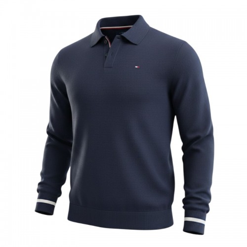 Tommy Hilfiger Navy Πλεκτό Polo Μακρυμάνικο / Pre-Owned