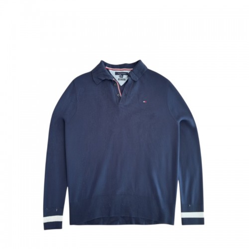 Tommy Hilfiger Navy Πλεκτό Polo Μακρυμάνικο / Pre-Owned
