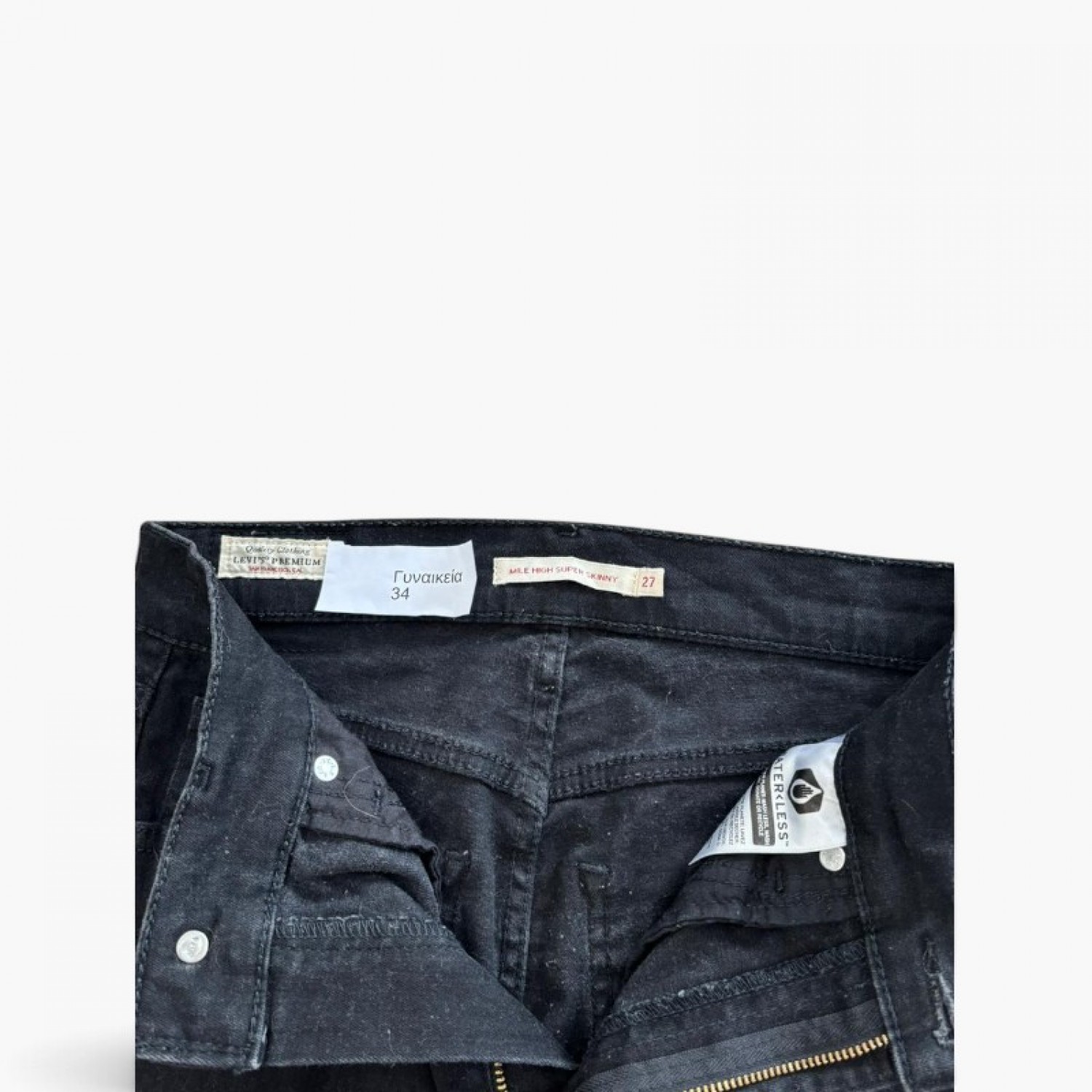 Levi’s Mile High Super Skinny Μαύρο Γυναικείο Τζιν – Μέγεθος 34 / Pre-Owned