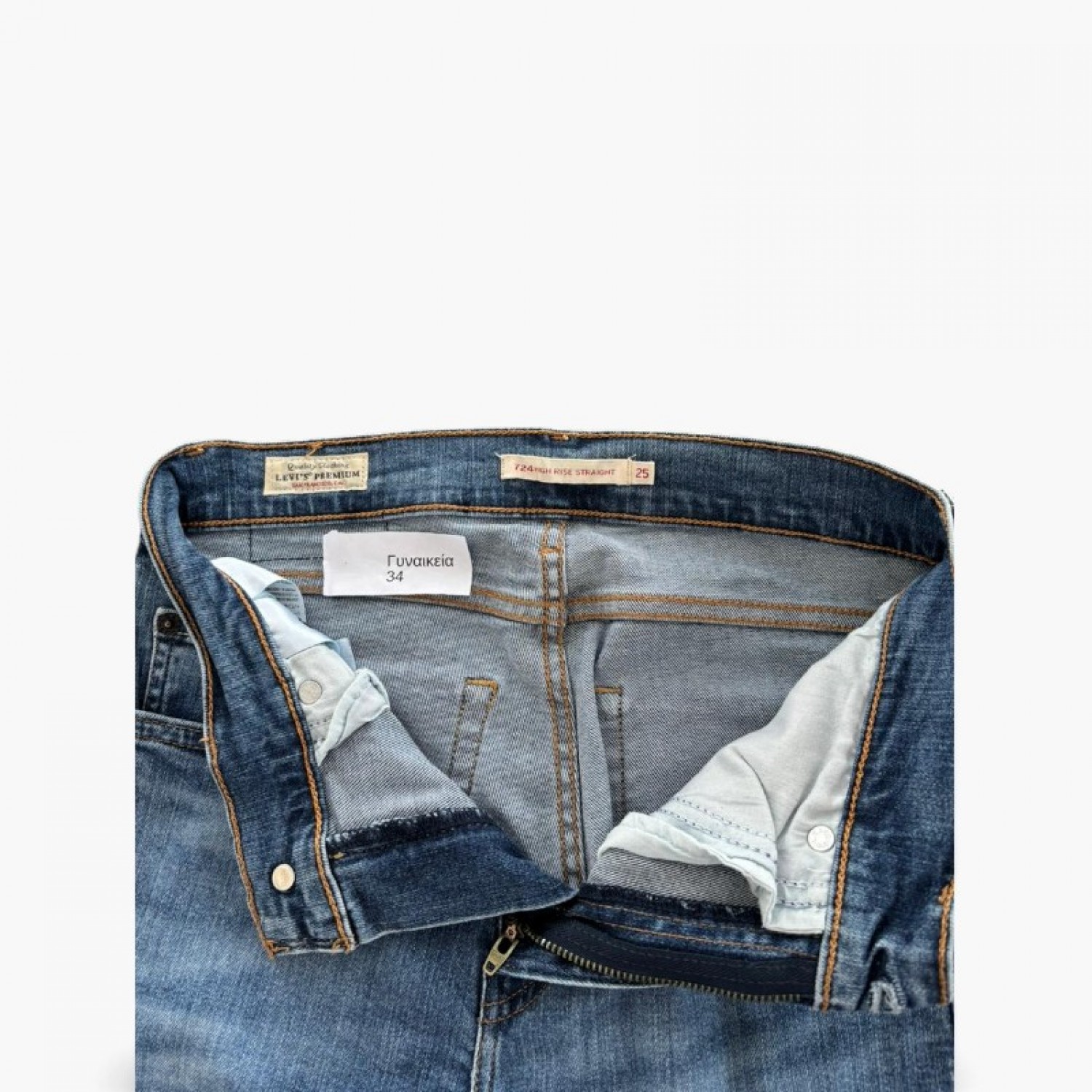 Levi’s 724 High Rise Straight Γυναικείο Τζιν Ανοιχτό Μπλε – Μέγεθος 34 / Pre-Owned