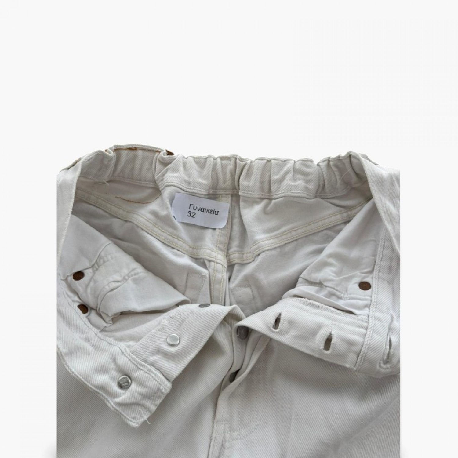 Levi’s Γυναικείο Λευκό Τζιν Straight με Ξέφτια – Μέγεθος 32 / Pre-Owned