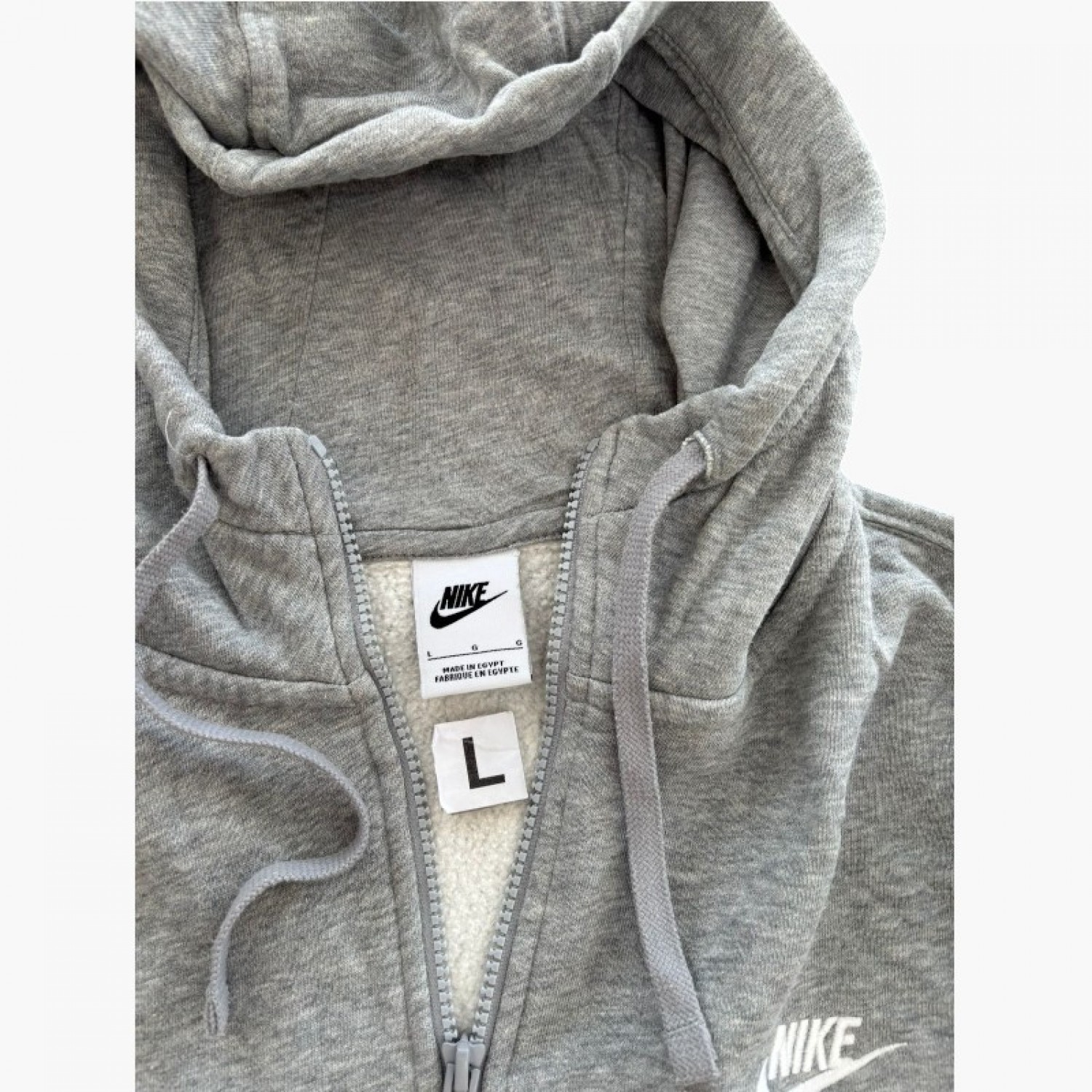 Nike Γκρι Φούτερ Ζακέτα με Κουκούλα – Μέγεθος L / Pre-Owned