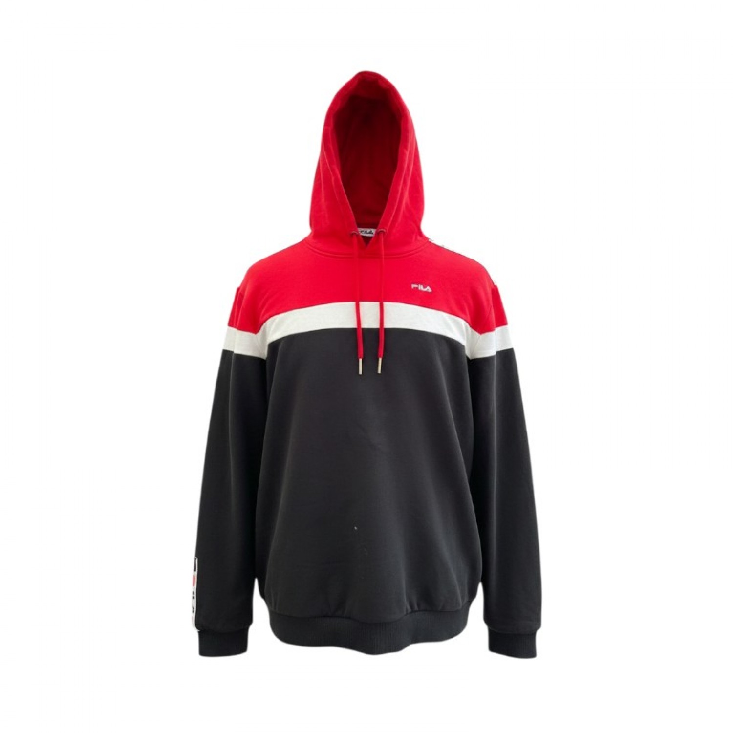 Fila Ανδρικό Color Block Hoodie σε Κόκκινο, Μαύρο και Λευκό – Μέγεθος M / Pre-Owned