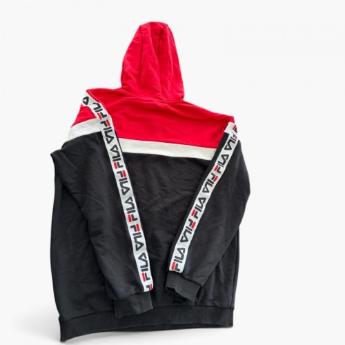 Fila Ανδρικό Color Block Hoodie σε Κόκκινο, Μαύρο και Λευκό – Μέγεθος M / Pre-Owned