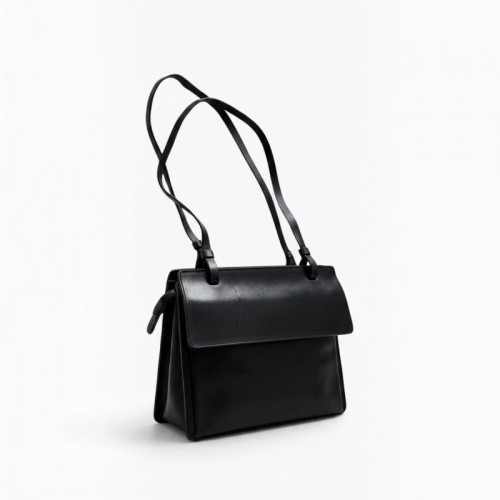 Black Leather Structured Shoulder Bag / Pre-Owned