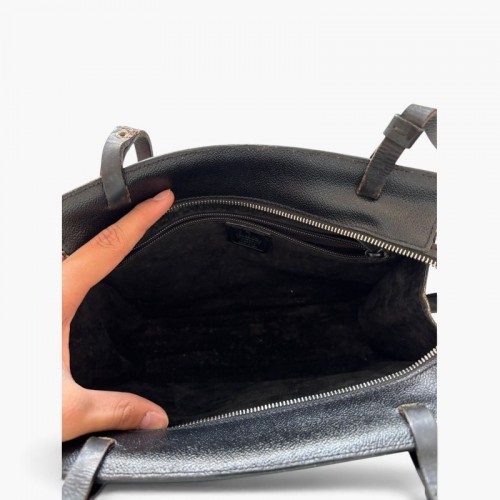 Black Leather Structured Shoulder Bag / Pre-Owned