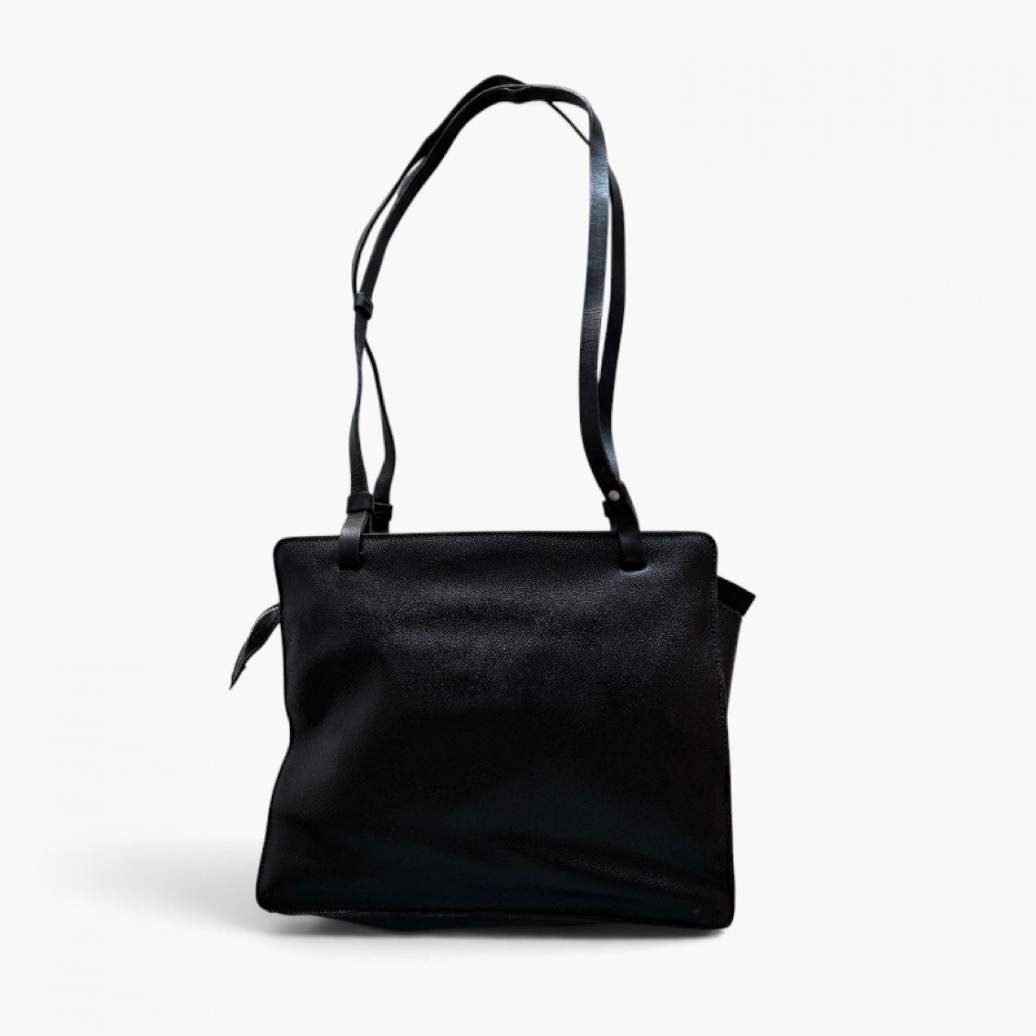 Black Leather Structured Shoulder Bag / Pre-Owned