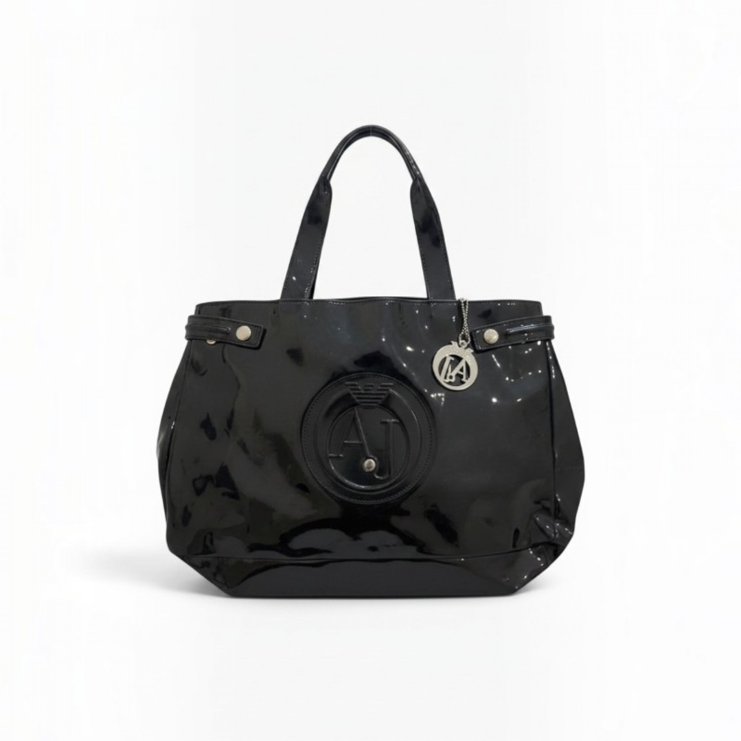Armani Jeans Black Patent Tote / Pre-Owned