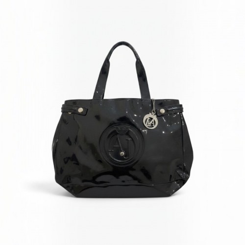 Armani Jeans Black Patent Tote / Pre-Owned