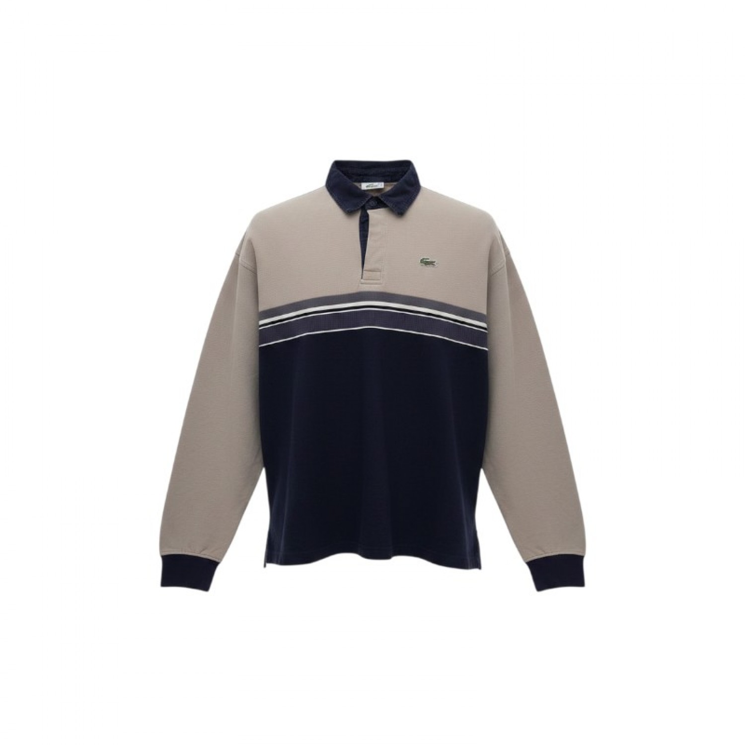 Lacoste Navy Beige Long Sleeve Polo Shirt / Pre-Owned
